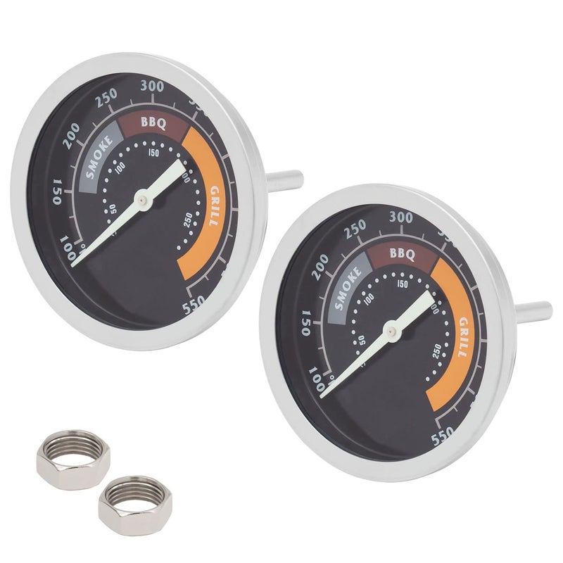 MOASKER 2 Pieces 3-inch Smoker Temperature Gauge for Char-Broil Oklahoma Joe’s 3695528R06 and Most 13/16-inch Opening Smoker Grills, BBQ Thermometer Gauge Replacement Parts - Image 1